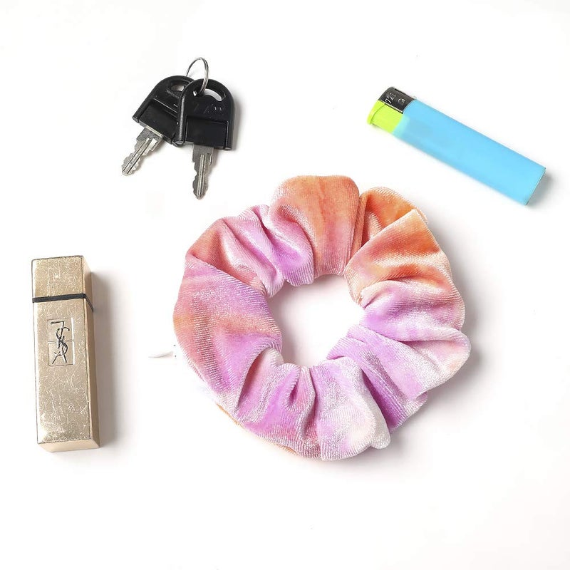 Ivyu Velvet Pocket Scrunchies with Zipper Stash Scrunchy Hair Ties (LOBAB-011) - Image 3